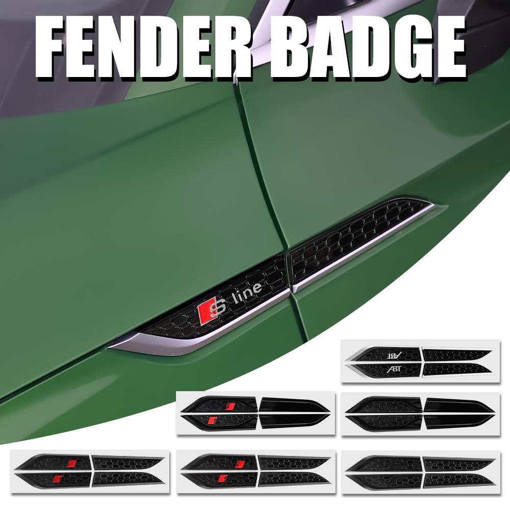 2pcs ABS S5 SLINE ABT Badge Car Fender Side Wing Emblem Sticker For 6Q quattro A4 A5 A6 A7 A8 Auto Modification Accessories8E