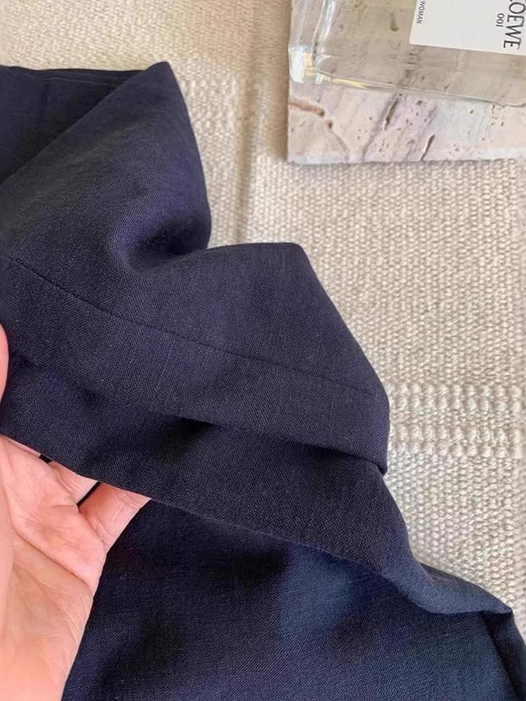 Ultra-Comfy Dark Blue Elastic Waist Cotton-Linen Pants for Women - Perfect Summer Wear!