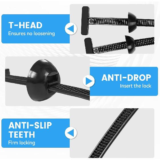 120 PCS Cable Tie Buckle for Car, Nylon Universal Zip Ties, New T Nylon Automotive Cable Clips for Car Fender, Engine Cover, Mudguard Fastener,