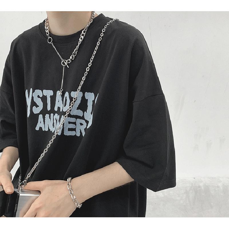 M-5XL мужские футболки с коротким рукавом с буквенным графическим принтом, повседневная футболка для мужчин, топы с круглым вырезом в стиле ретро для