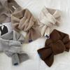 Korean Solid Color Knitted Wool Short Scarf Women Girl Simple Chic Cross Neck Warmer Scarves Windproof Snood Collar Neckerchief