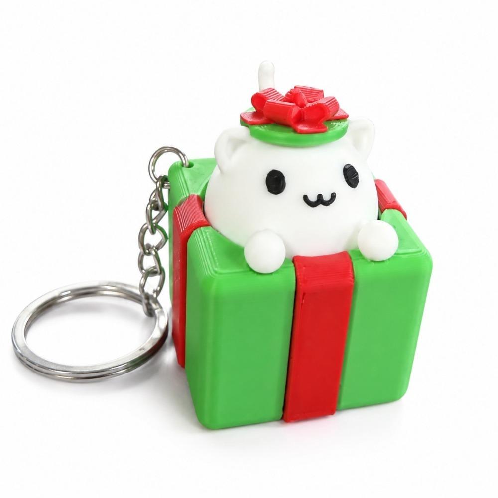 Cute Button Press Key Ring 3D Printed Fidget Bag Cat Keychain Party Small Gift