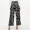 Women's Fashionable Floral Print Straight Leg Pocket Elastic Waist Casual Pants Pants