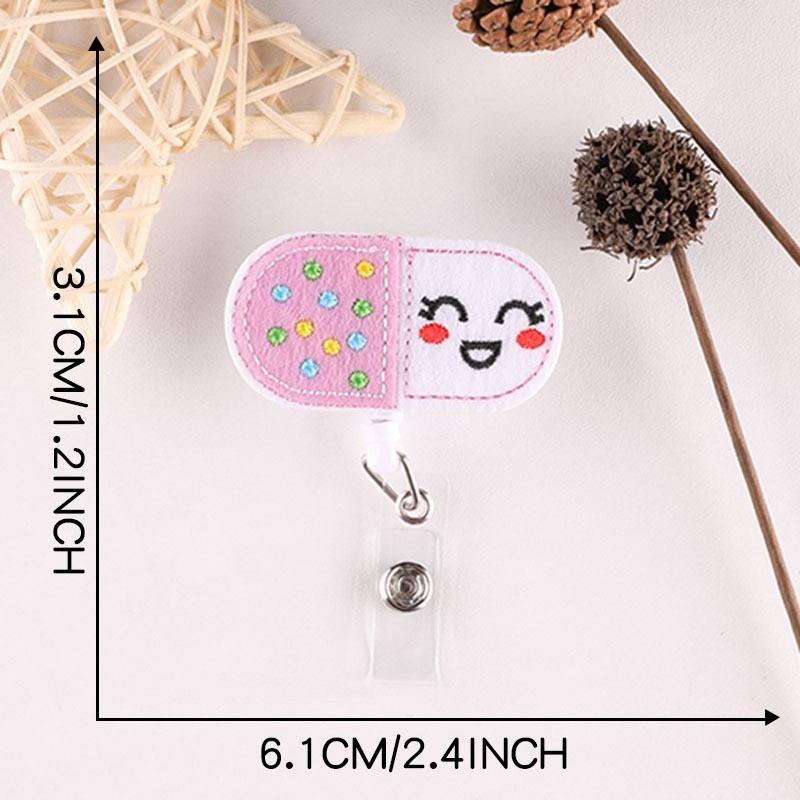Creative Embroidery Badge Reels for Nurses Doctors Cute Smiling Face Embroidery Work Card Holder Hospital Supplies