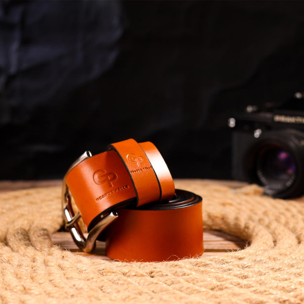 Качественный мужской кожаный ремень GRANDE PELLE Leather Belt 21472 Рыжий