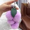 Plush Grape Keychain Fuzzy Faux Fur Car Bag Decoration Hanging Pendant with Metal Buckle Backpack