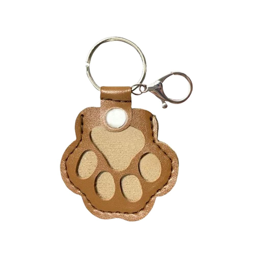 Cute Cat Claw Hair Keychain Creative Puppy Pet Hair Storage Bag Keyring PU Leather Dogs Paw Pendant Hanging Accessory