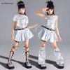 Девочки K-pop Серебристый укороченный топ Блестящие юбки для уличных танцев Детский набор одежды Hip Hop Jazz Детская уличная одежда Костюм для выступлений женской группы
