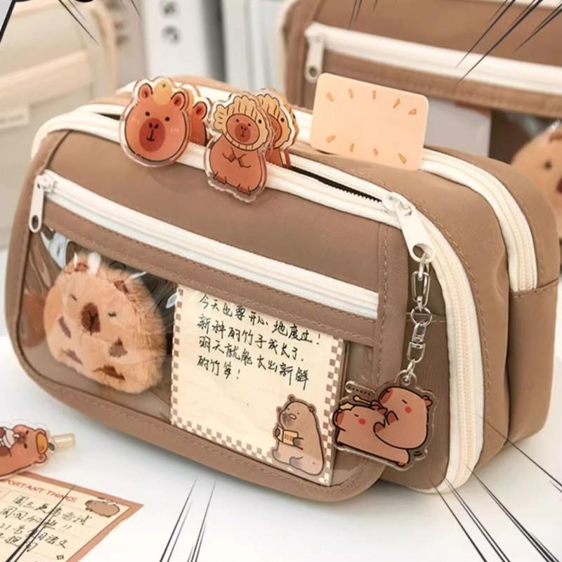 High Capacity Pencil Case 9 Compartments Canvas Pencil Bag Large Pen Organiser Travel Cosmetic Bag for Student Women
