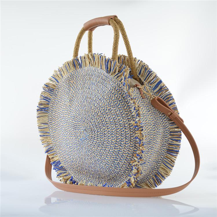 Straw Rattan Bags Handmade Fabric Totes Shoulder Crossbody Bags Large Summer Beach Bag