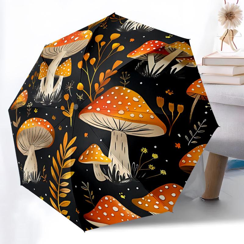 1pc Mushroom Pattern Automatic Umbrella - Automatic Opening And Closing, Sturdy Iron Frame, Formal Occasions yy251018183