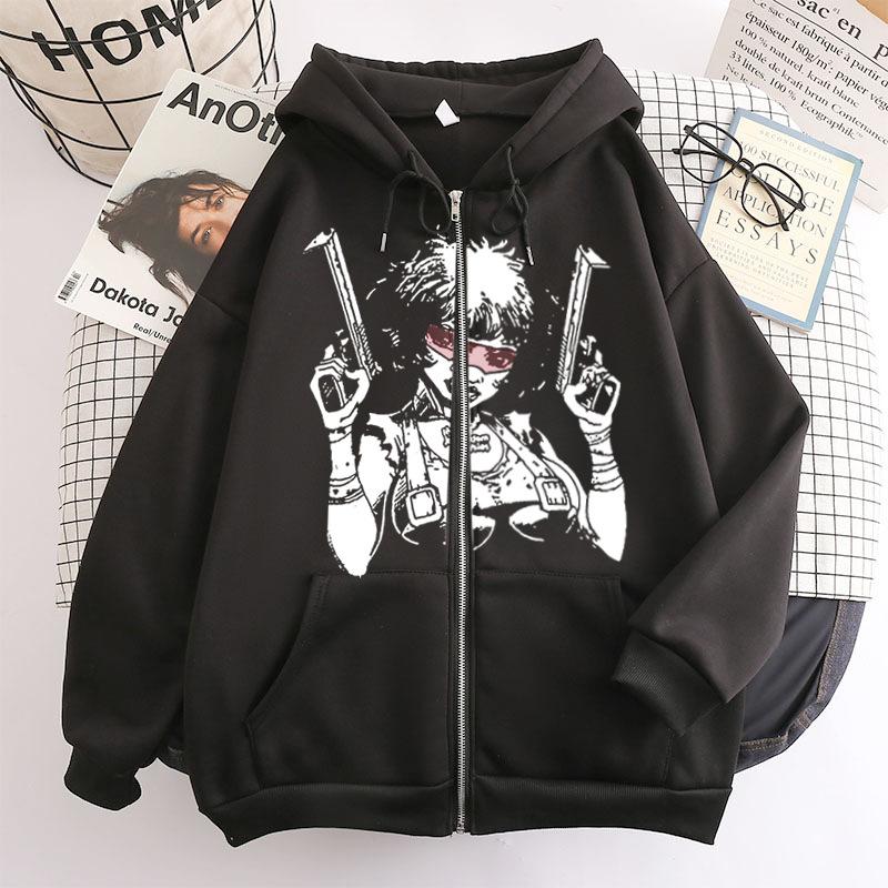 European and American popular zipper sweater, new retro butterfly hoodie men's and women's coat top