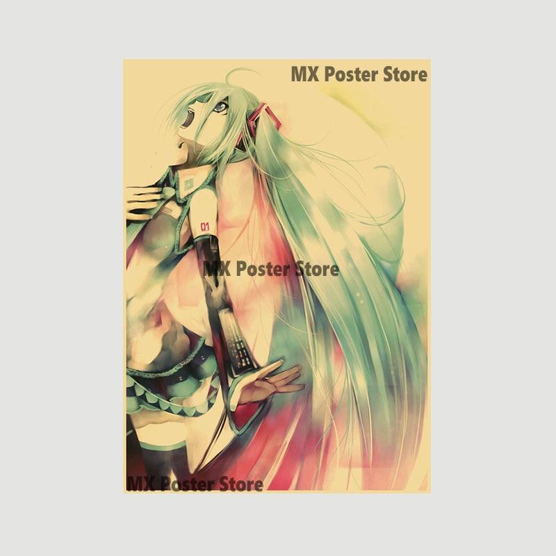 Аниме идол мультфильм певец Мику плакат HD печать крафт-бумага ретро настенные художественные фотографии спальня декоративная живопись домашний декор подарки
