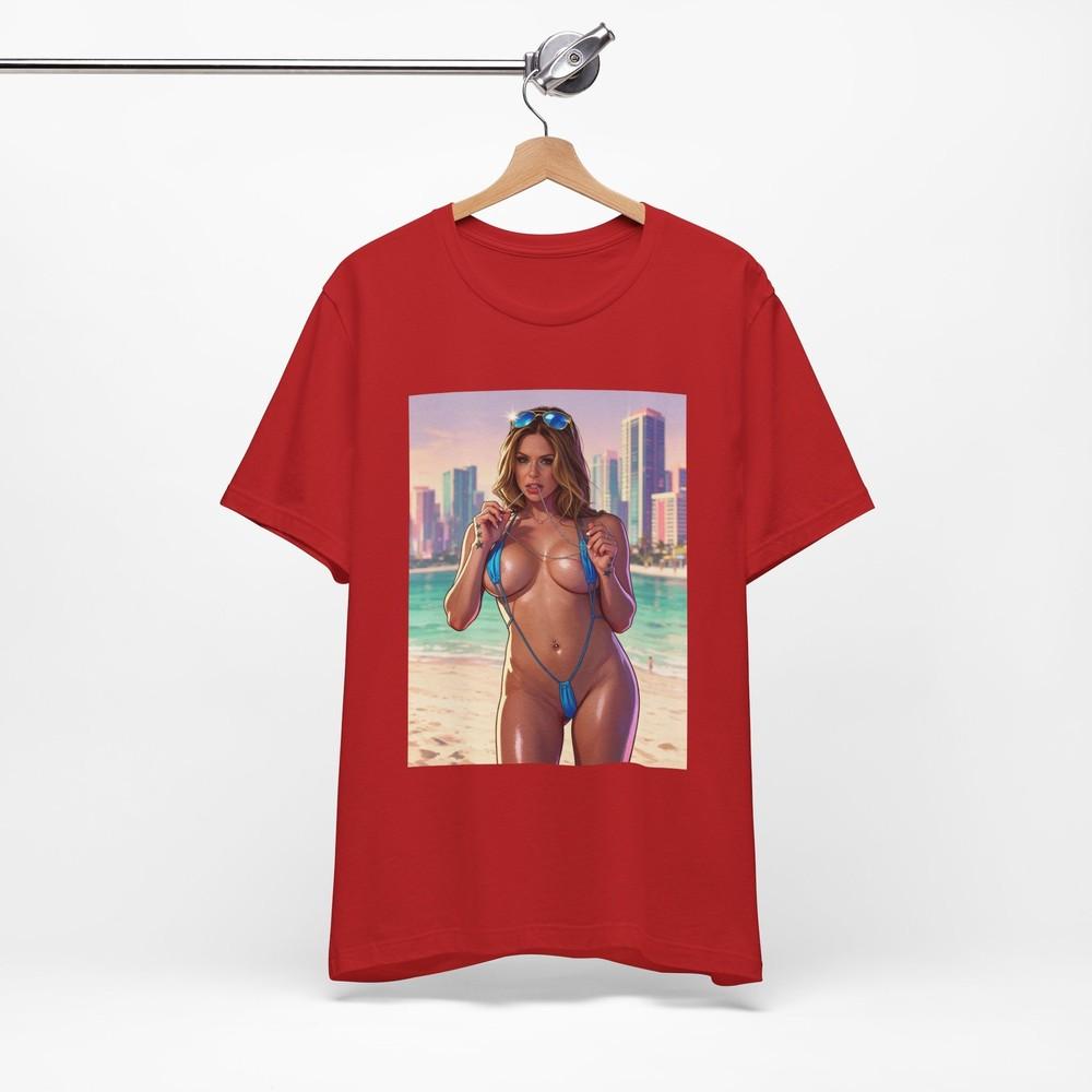 Футболка с пин-ап принтом Rachel Roxxx Bikini | Футболка с графическим принтом GTA 6 Streetwear
