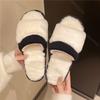 Fashion New Flat Bottom Furry Slippers Warm Home Room Plush Cotton Slides for Women Casual Soft Sole Autumn Winter Open Toe Pantoffels