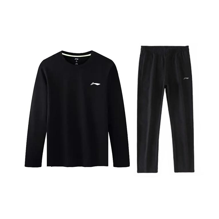 Li Ning Минималистичный принт логотипа Свободный Уличный Универсальный Пуловер с круглым вырезом Толстовка с длинным рукавом Повседневный спортивный костюм YTLV059-1+AKLU881-1