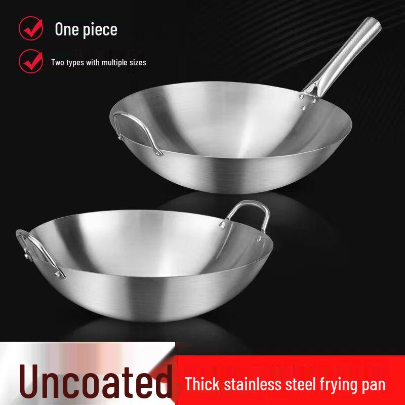 Commercial Stainless Steel Round Bottom Wok with Dual Handles