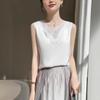 Women's Summer Silk Satin Camisole Vest - Sleeveless Patchwork Top