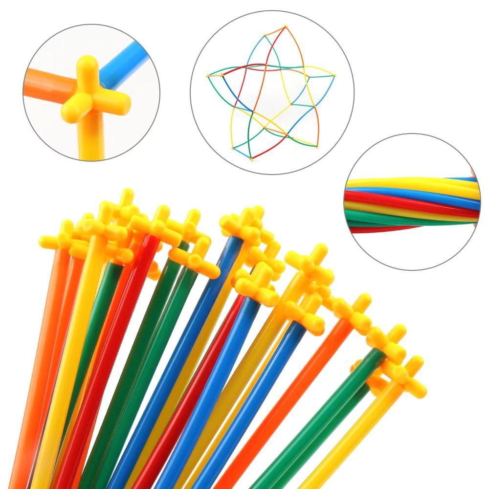 300pcs Engineering Educational Puzzle Colorful Straw Toy House Space Construction
