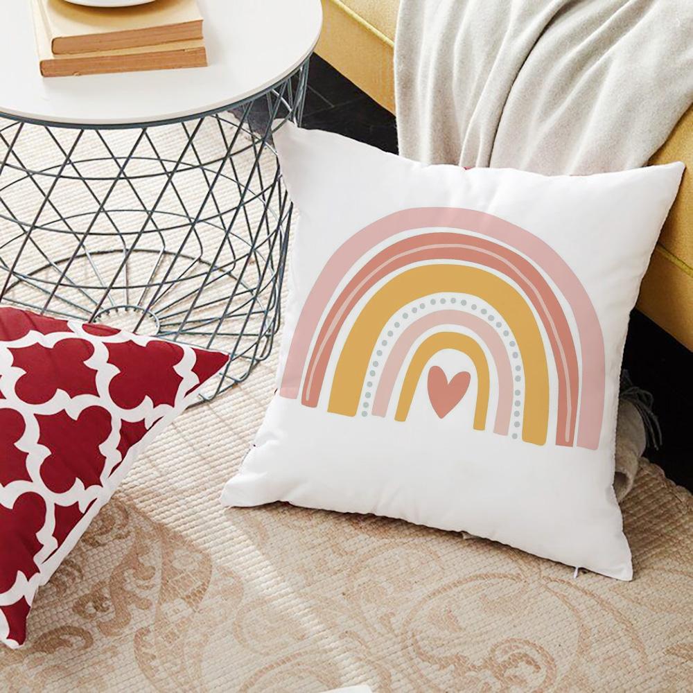 Rainbow Cute Print Pattern Throw Pillowcase Home Sofa Bed Decorative Pillowcase Car Office Decorative Pillowcase