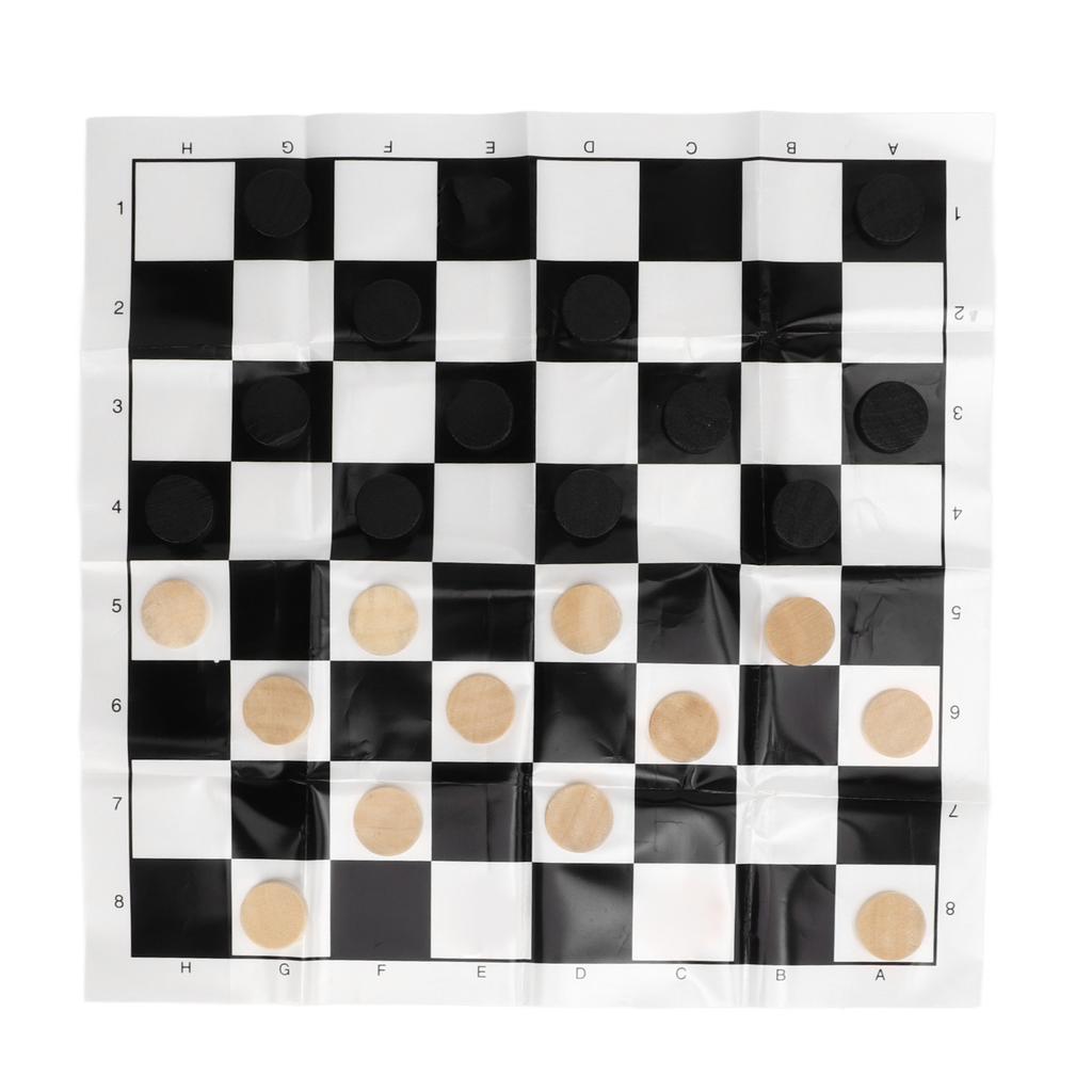 Wooden International Checkers Board Game Checkers Pieces Film Chessboard Transparent Plastic Box