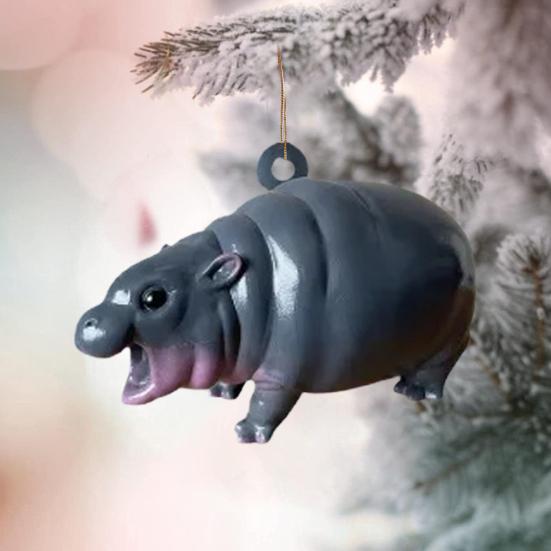 Подвеска Бегемот, смоляная фигурка Бегемот, подвесное украшение, мини-3D скульптура Бегемот