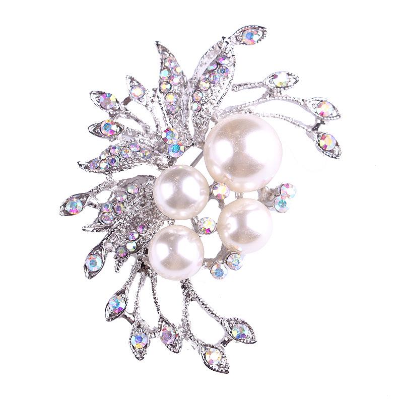 Корейская мода жемчужная брошь со стразами и бриллиантами на корсаже для женщин