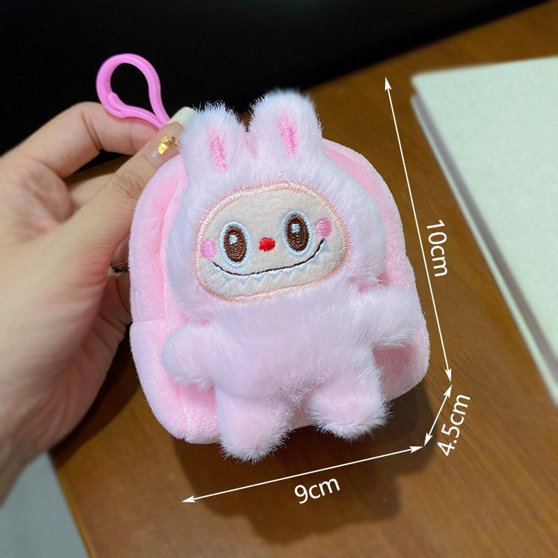 Новый плюшевый кошелек для монет Labubu, Плющеный плетеный шнур, Брелок, Мультяшный кошелек для мелочи, Милый кулон для рюкзака, Повседневная портативная сумка, Подарок