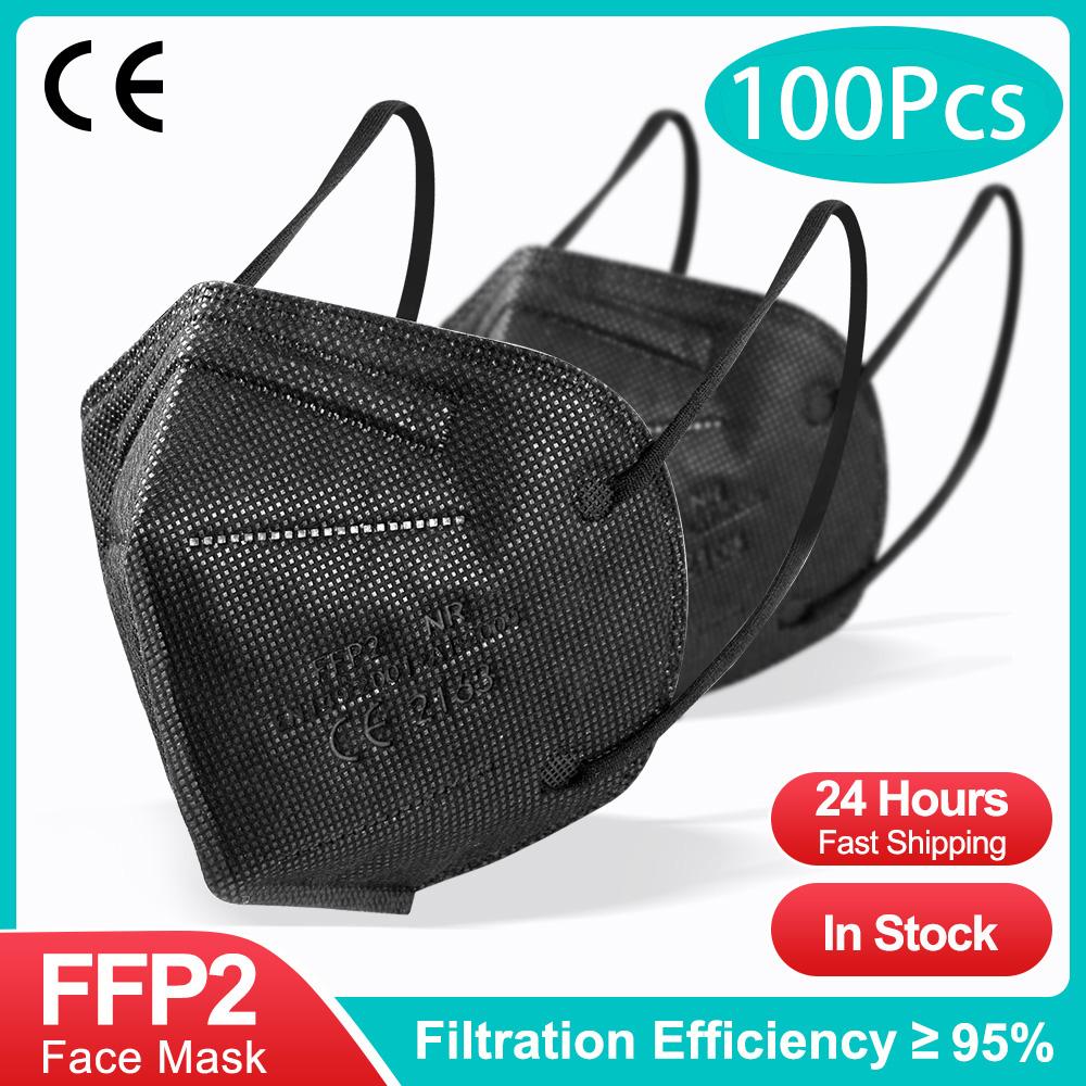 10-200 шт. маска ffp2 Черная kn95 mascarillas negra Взрослые 5 слоев fpp2 одобрено kn95 CE Респиратор Маска для лица ffp2 многоразовая ffp3
