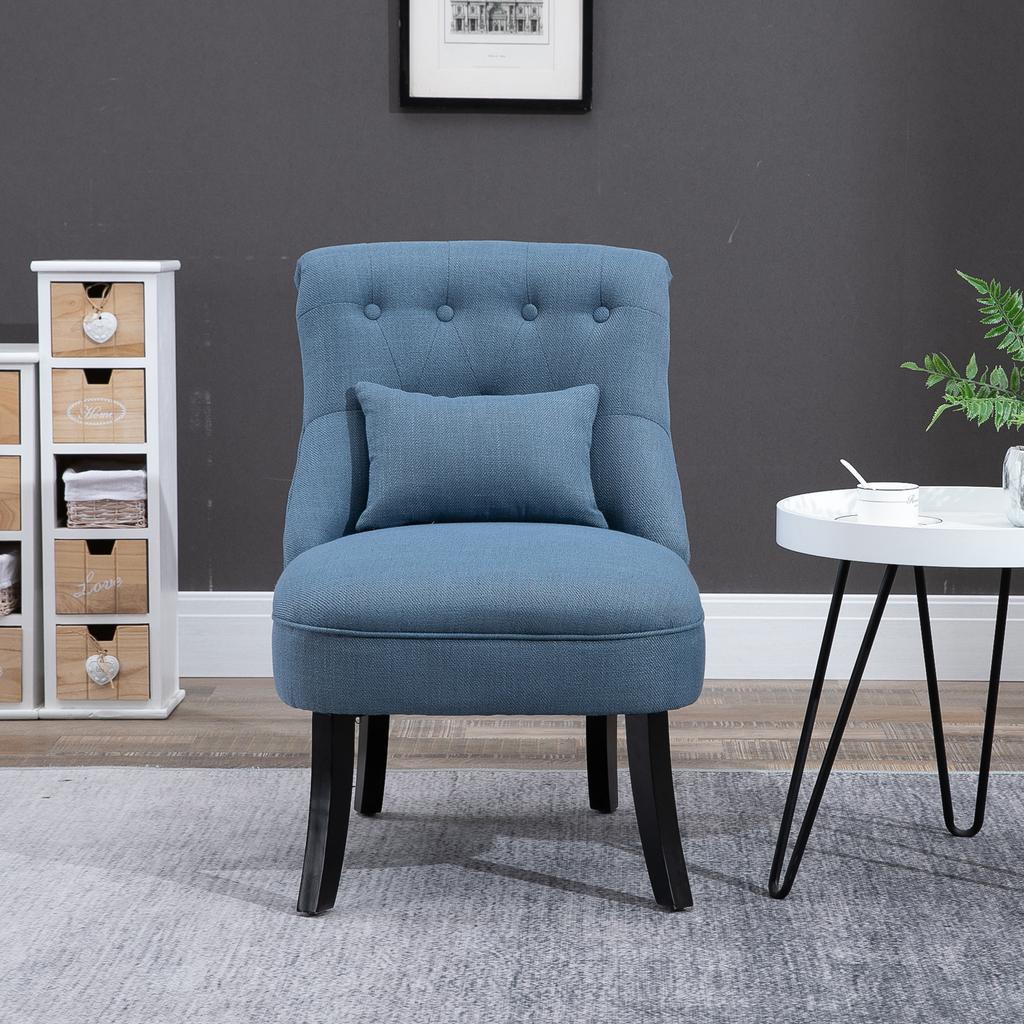 Armchair Living Room Relaxing Chair Lounge Chair Resting Chair with Back Cushion, Wooden Legs, Reading Chair with Linen Look