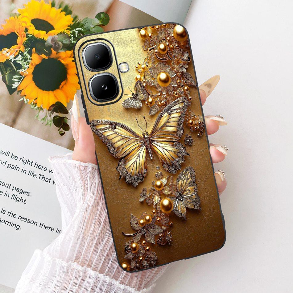 For Infinix Smart 20 X6840 X6840B Cute Flower Butterfly Cat Painted Case For Infinix Smart20 Black Silicone Soft Phone Cases