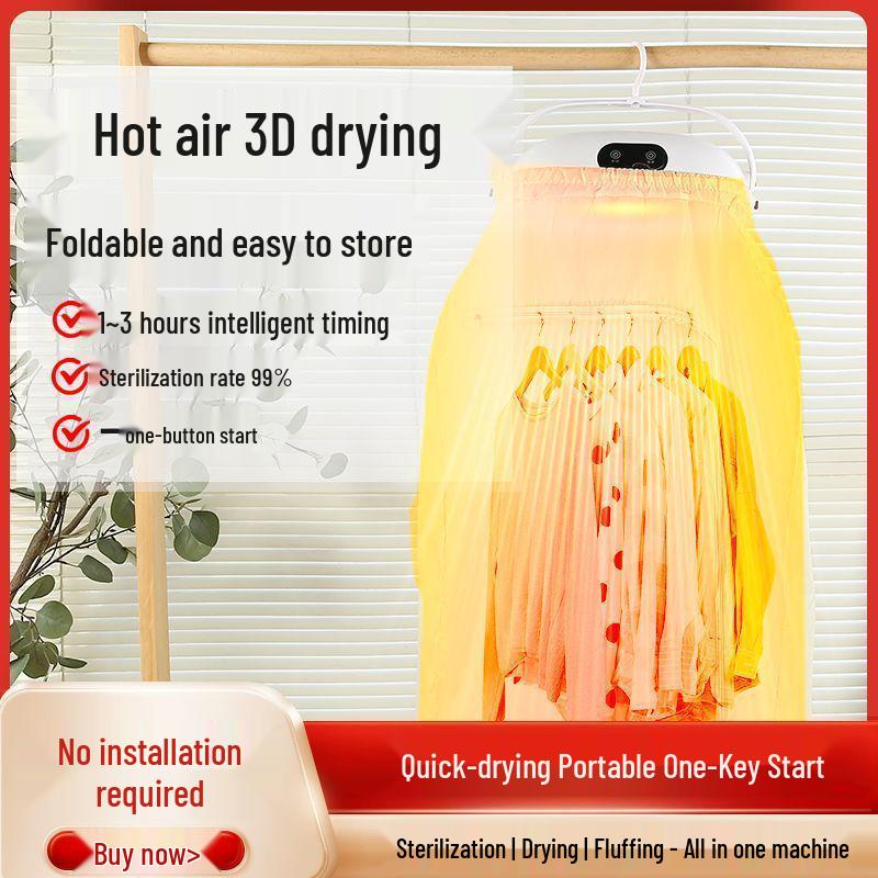 Compact Fully Automatic Clothes Dryer with Mite Removal for Home and Dorm Use