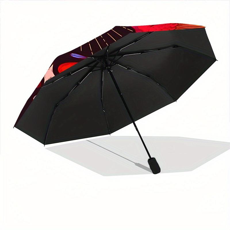 1pc Hummingbird Mandala Automatic Open/close Folding Compact Umbrella, 8-Rib Sturdy Canopy, Lightweight Portable, Everyday Use, Gift, Outdoor Umbrella