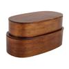 Lunch Box Set Japanese   Wooden Food Storage Container for Students Workers 19x10x9.5cm