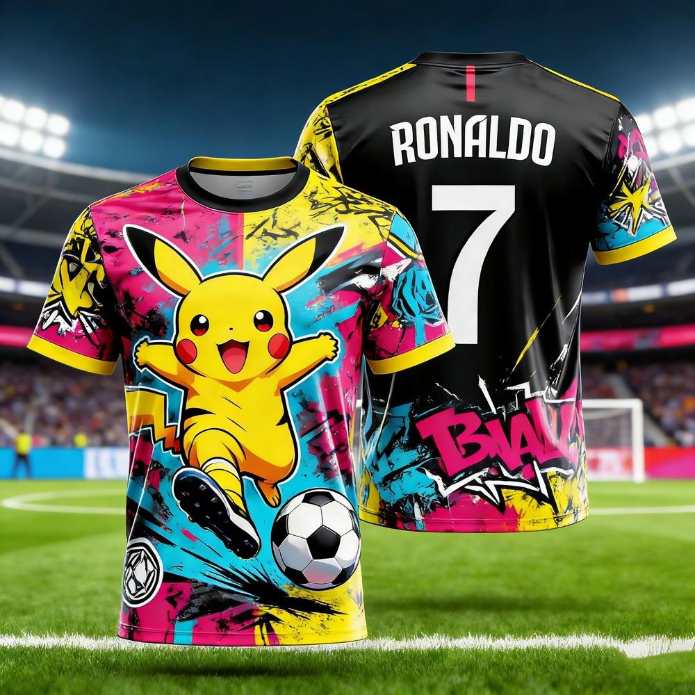 New JUL Marseille Rap Printed Jersey Hip Hop Football T-shirt Training Unisex Children's 3D Pink