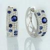 Huitan Dazzling Blue/White CZ Hoop Earrings for Women Modern Fashion Design Girls Ear Accessories Versatile Jewelry