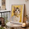 5D DIY Безрамная Жемчужная Картина Кот в Шляпе Набор для Рисования Подходит для Домашней Гостиной, Спальни и Другого Настенного Декора Художественные Картины