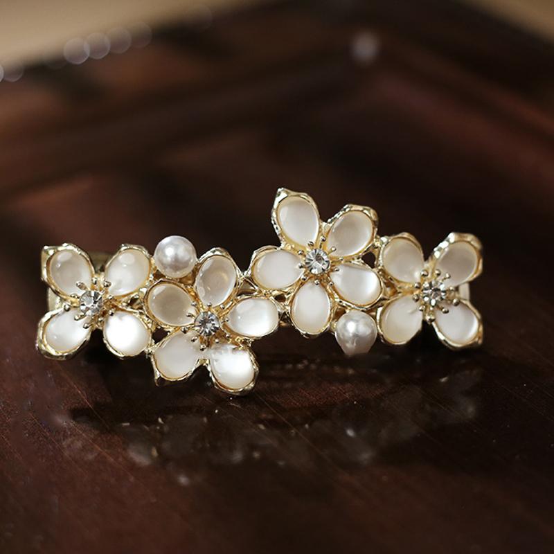 Elegant Floral Hair Barrette, French Clip Spring Hair Claw, Accents, Bridal Hair Accessory For Half-Up Hairstyles