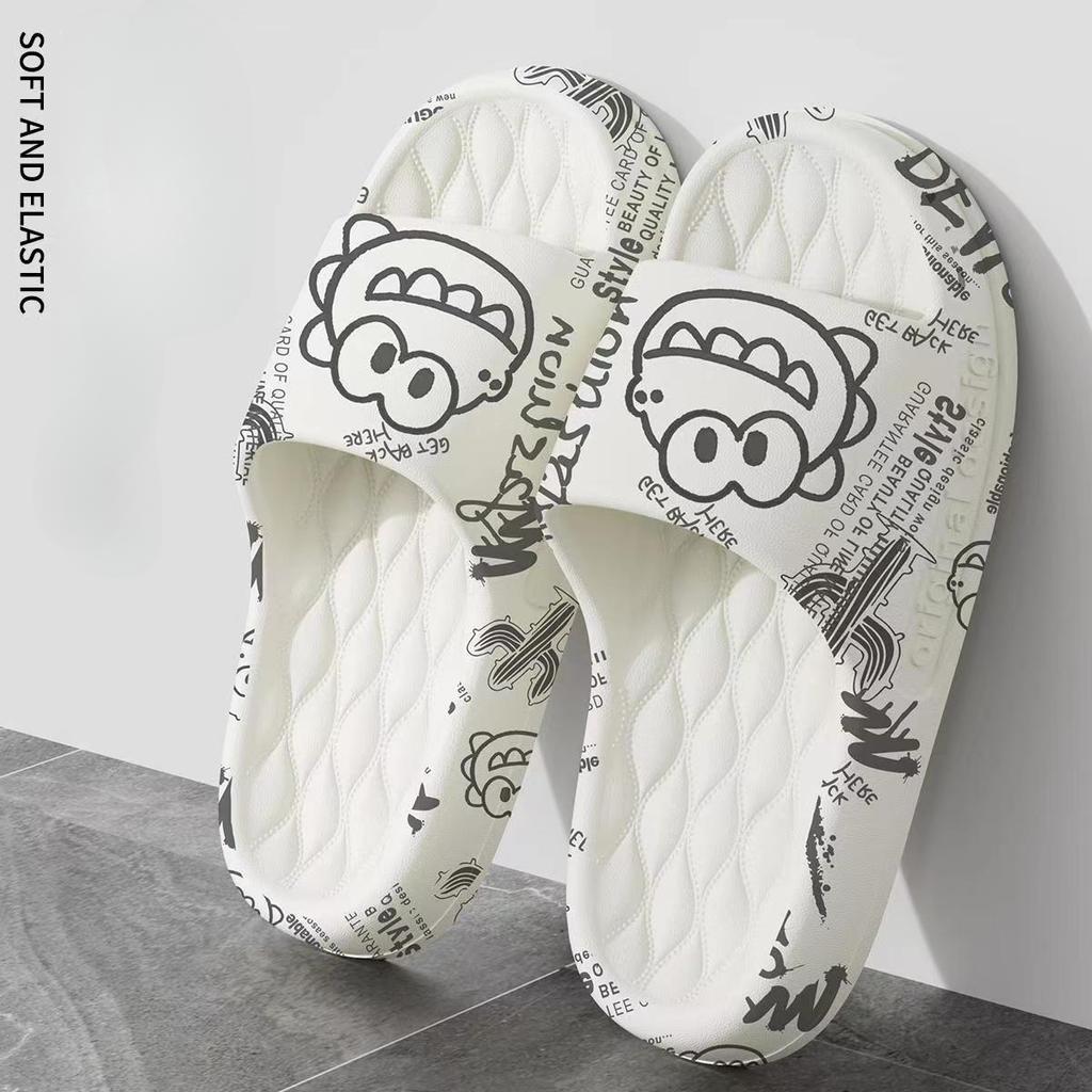 Закажите на размер больше мужские летние тапочки пляжные сандалии шлепанцы с принтом на толстой подошве для мальчиков и девочек унисекс домашняя банная обувь большой размер 44-45