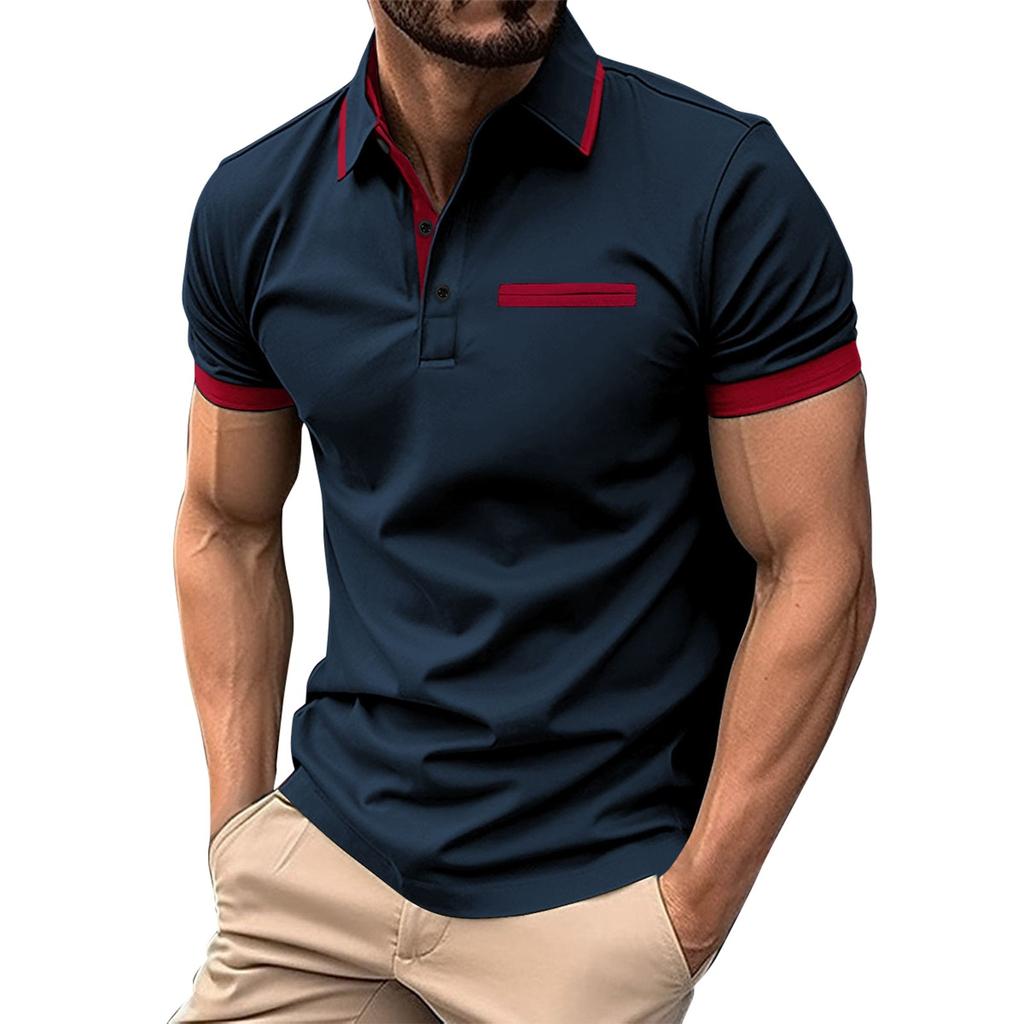 Men's Spring Solid Color Short Sleeve Lapel Shirt Men's Casual Fashion Shirt