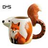 Кофейная чашка в виде белки, 3D-кружка для чая в виде милой лисы, креативная чашка с изображением животных, креативный подарок на день рождения для друзей и детей