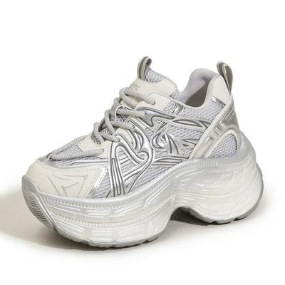 Мода 10 см Новый стиль Женские туфли на высокой платформе Папины кроссовки Толстая подошва Весна Осень Дышащая сетка Спортивная обувь Удобные повседневные кроссовки