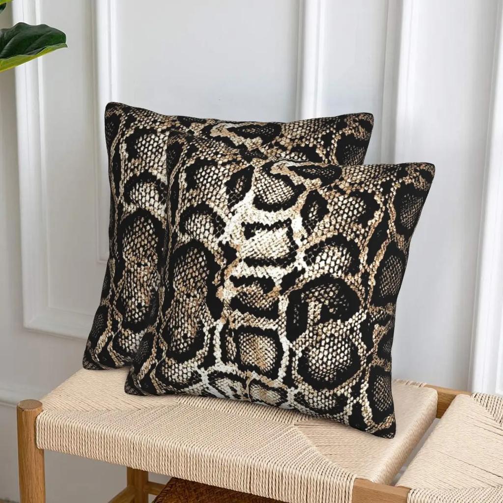 Snake Skin 2 Pcs Square Pillowcase Pillow Cover Cushion Zip Decorative Comfort Throw Pillow For Home Bedroom