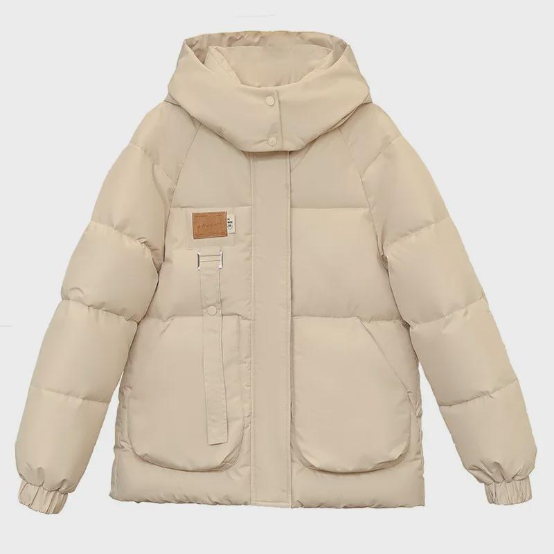 Women's Short Cotton Down Jacket - Korean Style, Loose Fit, Hong Kong Trend, Small Size, Perfect for Students
