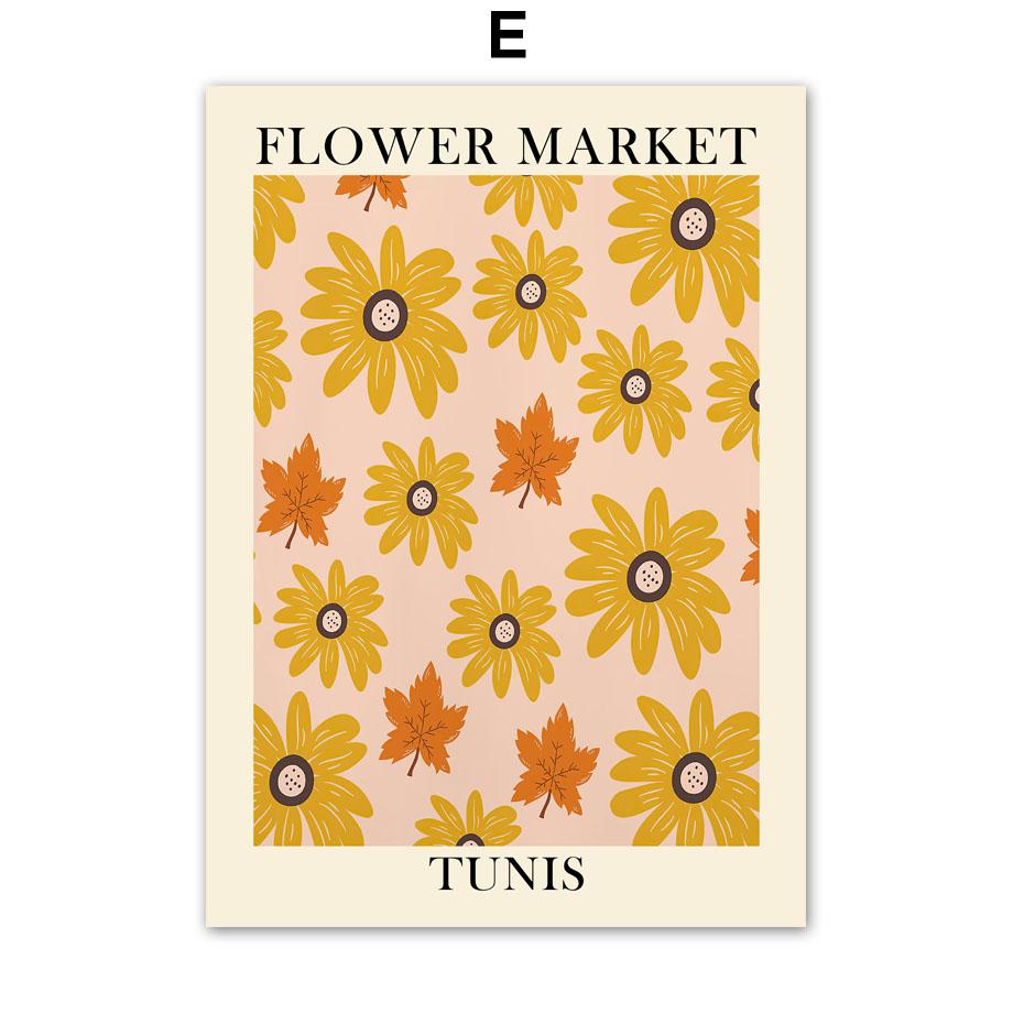 Абстрактное цветочное рыночное винтажное минималистское настенное искусство, плакаты на скандинавскую тему, живопись на холсте и принты, настенные панно для декора гостиной