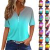 Women's T Shirt Tee Print Button Short Sleeve Daily Weekend Fashion Basic V- Neck Regular Top