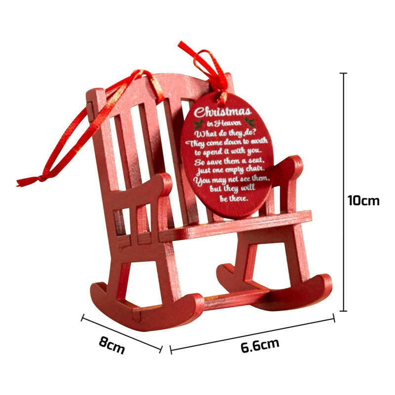 Christmas Mini Wooden Red Decorative Rocking Chair Ornament Decorations Holiday Xmas Tree Hanging Pendant Craft Gift