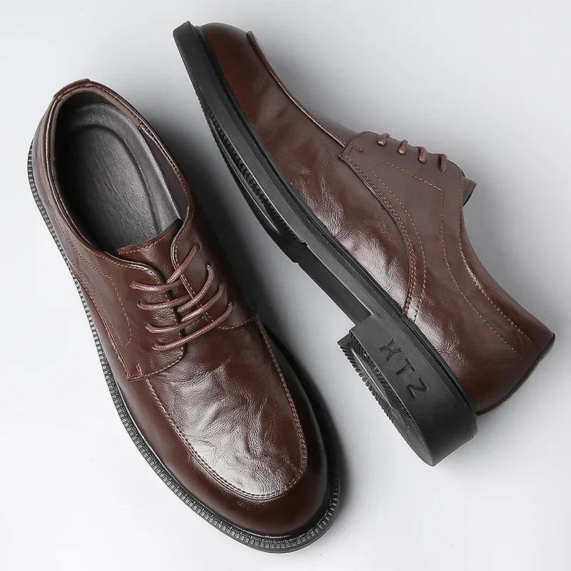 Модные мужские деловые туфли в классическом стиле из натуральной кожи, оксфорды на шнуровке, черные, коричневые, для свадьбы, формальные туфли для мужчин, новые