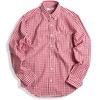 Quintet Gingham Check Broadcloth Long Sleeve Size Men's Button-Down Shirt, 11-70135 (Size 15 Red/Medium Plaid, L)