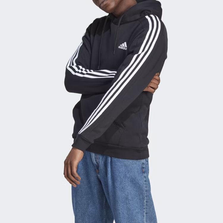 Adidas Худи Essentials Fleece с тремя полосками Мужские худи Черный IB4028